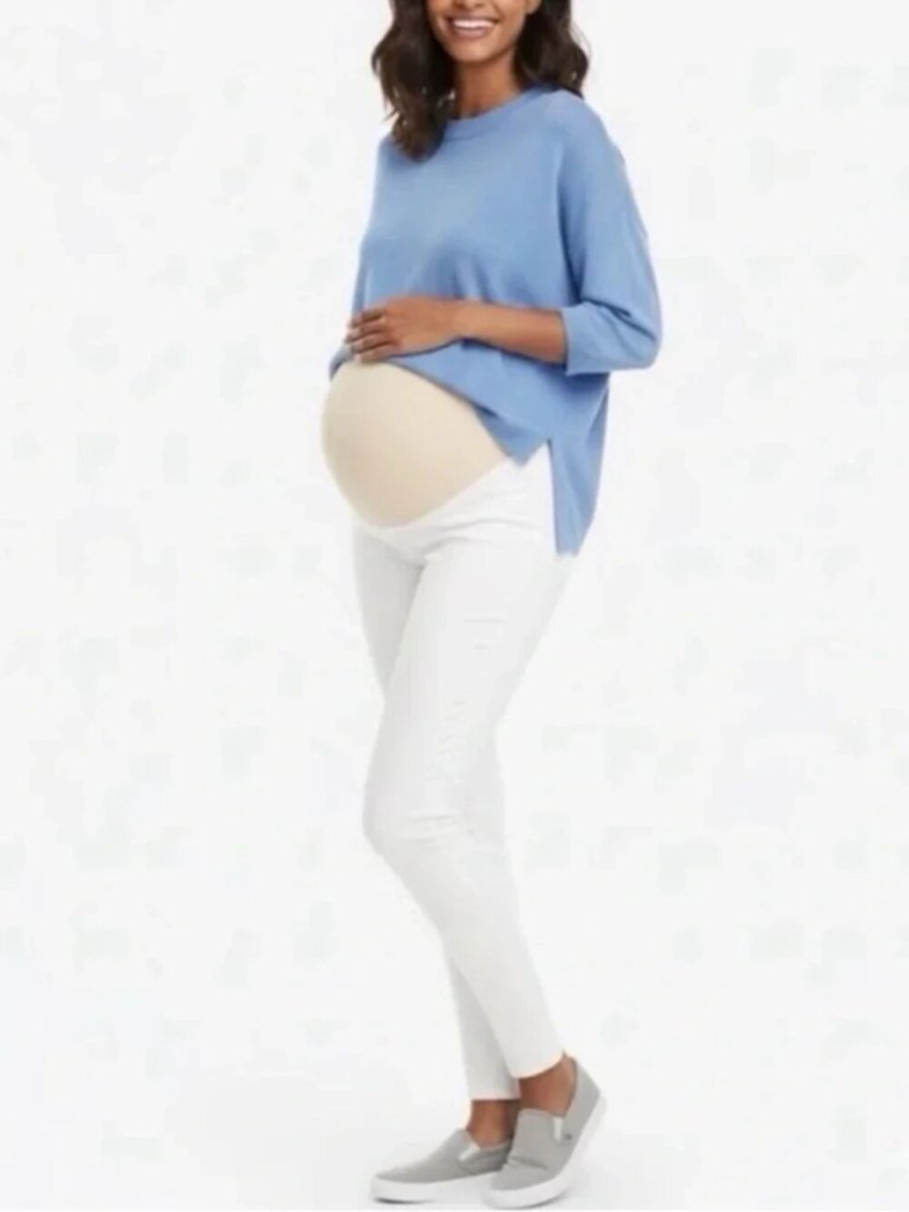 NWT SPANX Mama Ankle Jeanish Leggings White Maternity Pants Stretch Extra Small